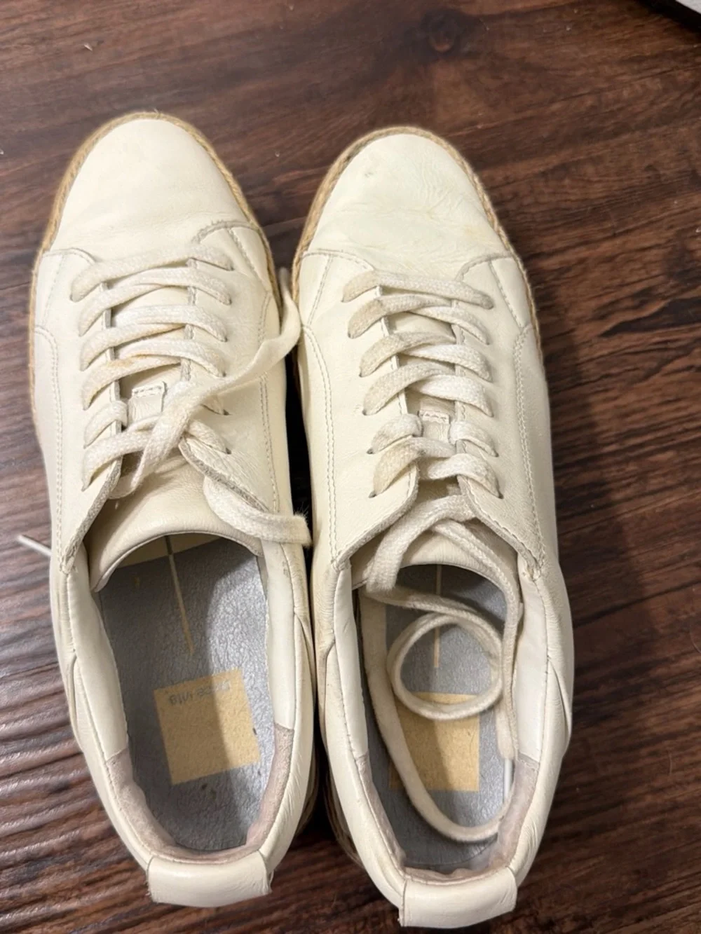 Dolce Vita size 7.5 Platform Espadrille Sneaker in Cream - Women's Lace-Up Shoe - Picture 2 of 3
